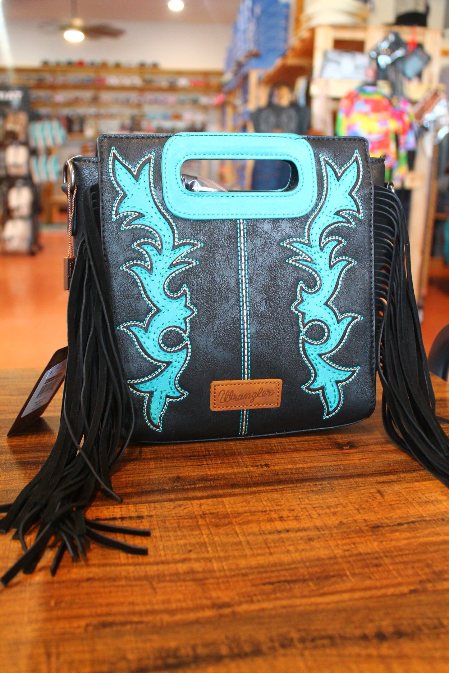 Wrangler Boot-stitch Blk/Turq Crossbody