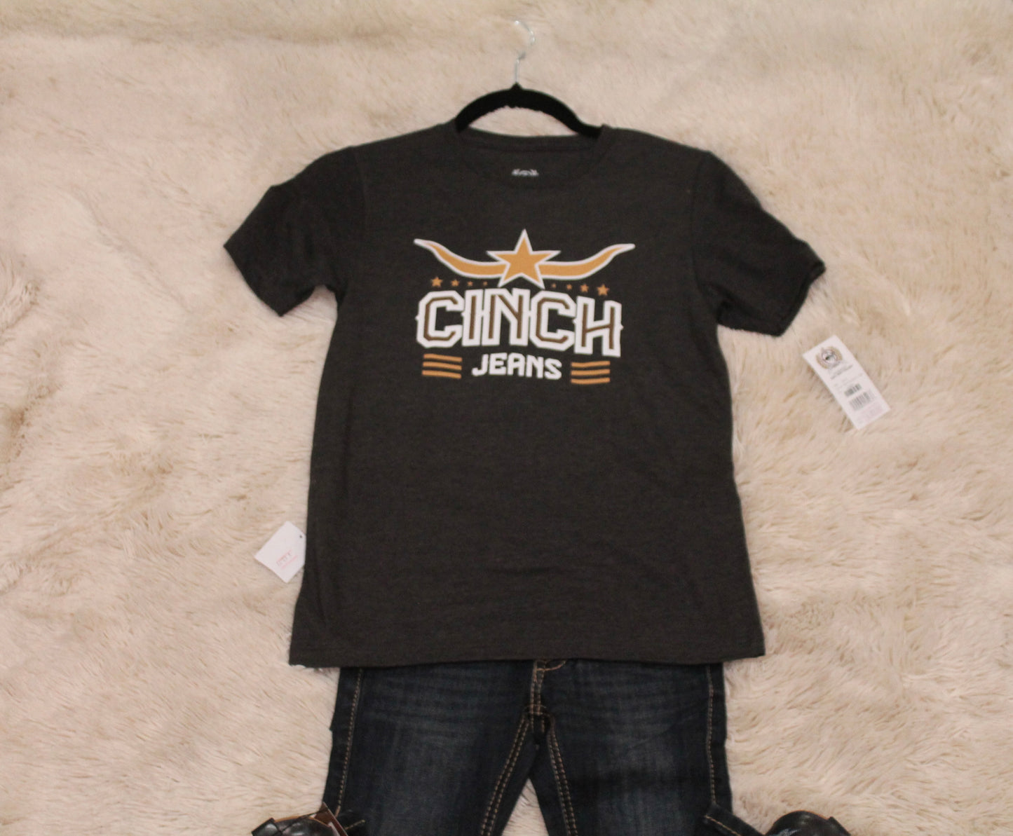Boys Cinch Jeans charcoal Short Sleeve Tee