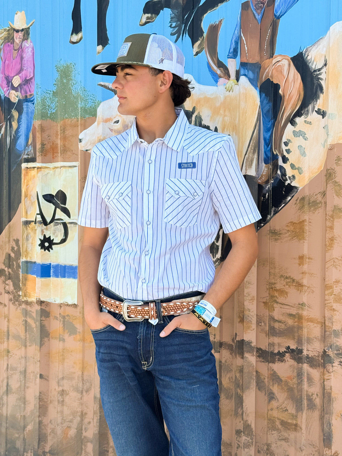 Panhandle Men's Short Sleeve Snap Shirt - Navy 🤠