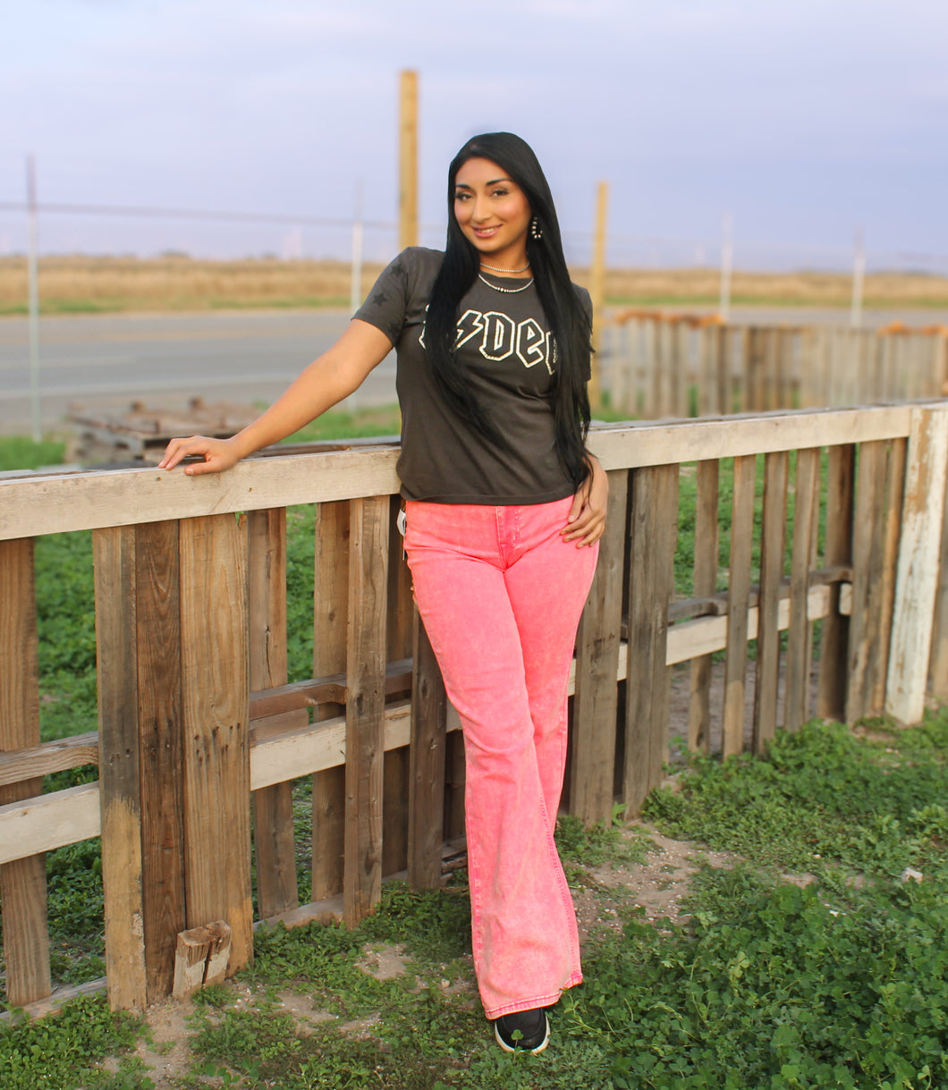 R&R Women's Pink Acid Wash Jeans