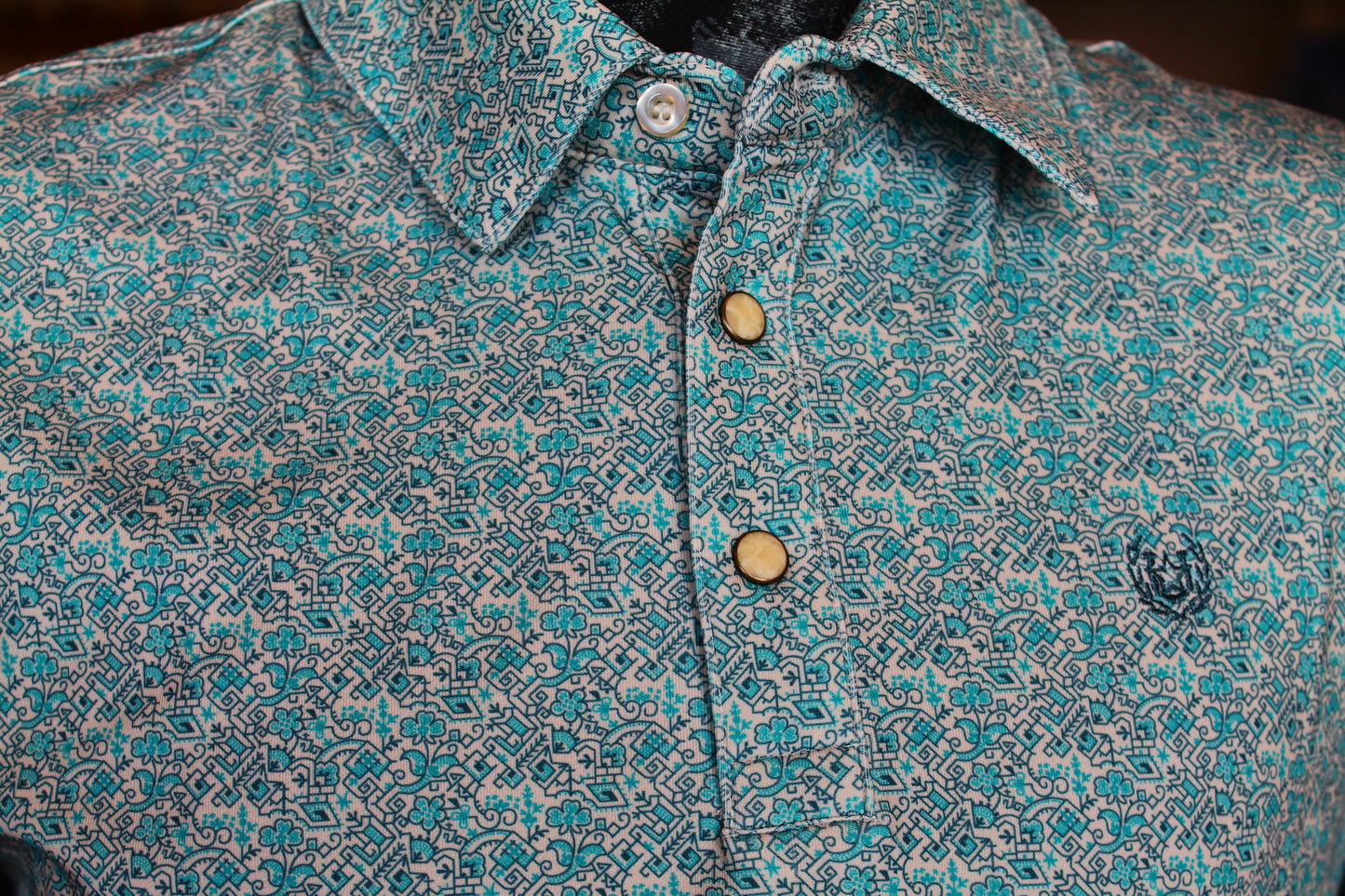 Panhandle Turquoise Floral Polo