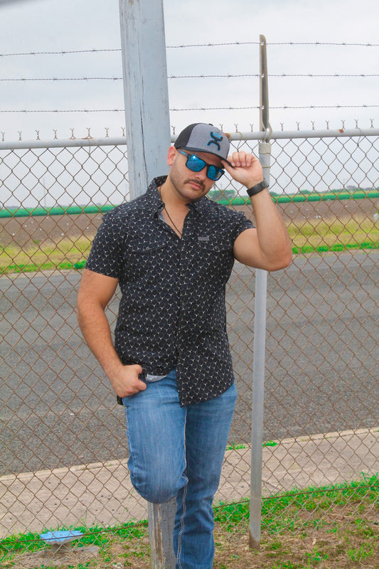 R&R Longhorn Woven Snap SS