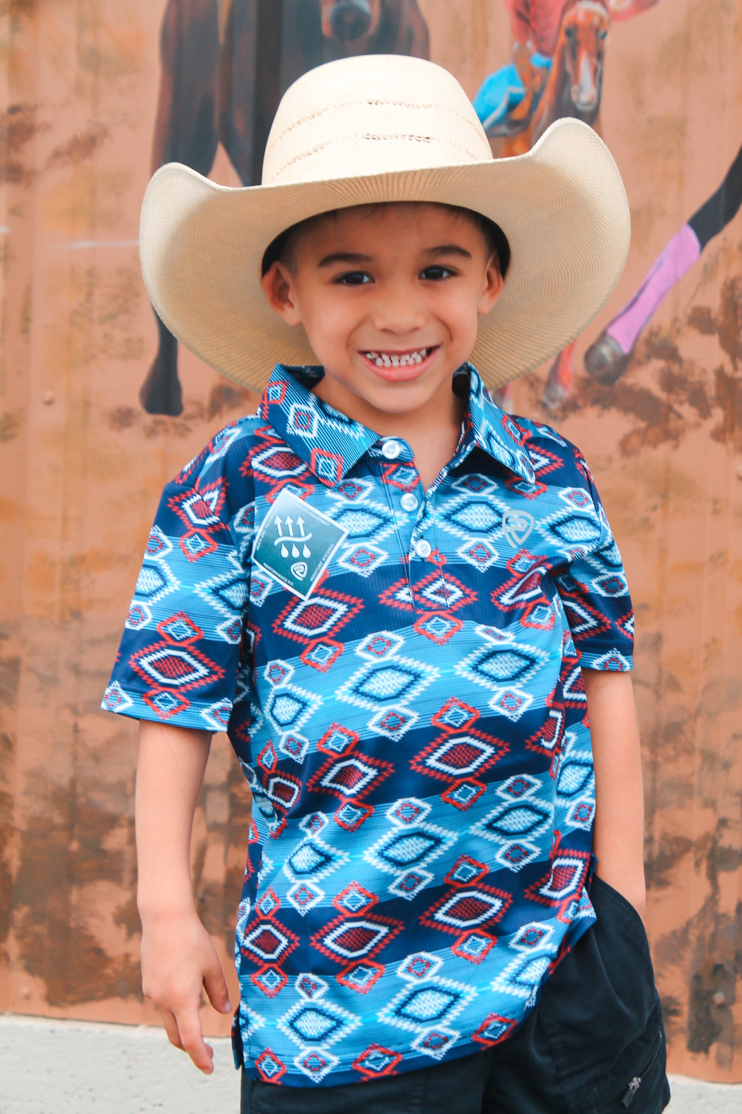 R&R Aztec Blue Polo YOUTH