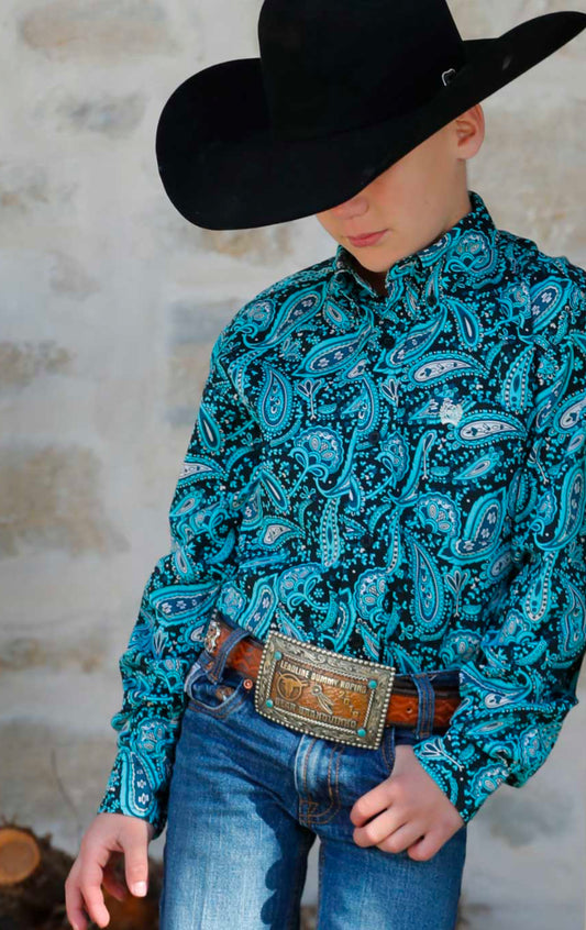 Cinch Boys Paisley L/S- Blk
