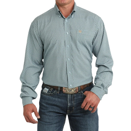 Cinch Men’s Light Blue Printed Arenaflex Button Down Shirt 🤠
