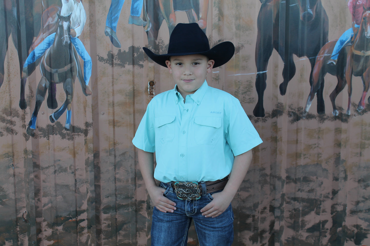 Boys Ariat Venttek Outbound SS- Aqua