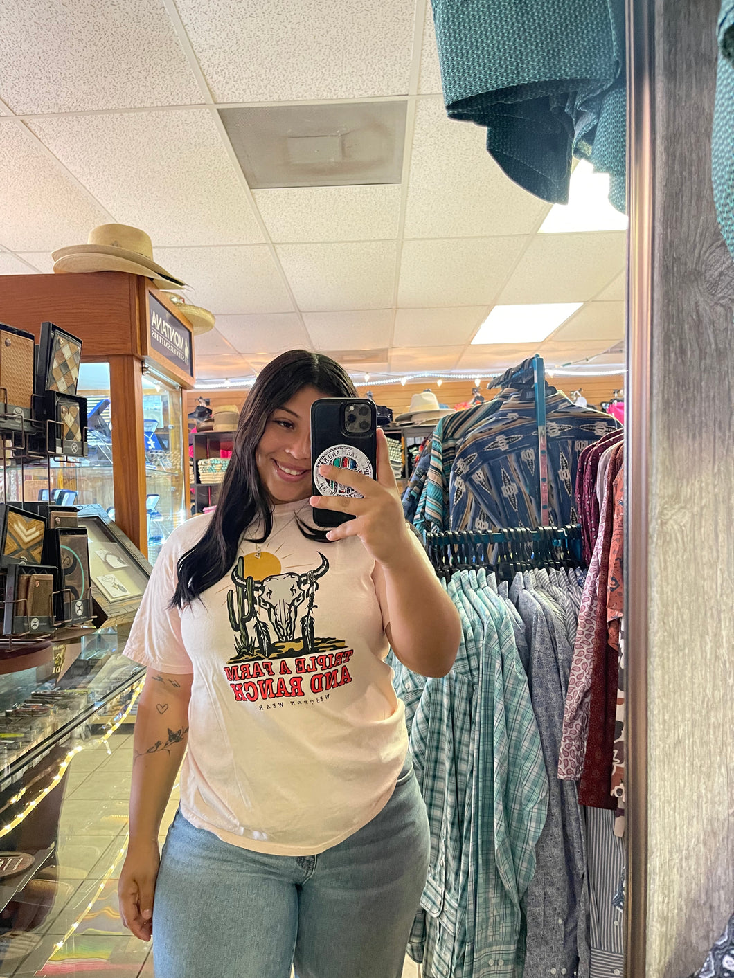 Triple A Bull Skull Desert Tee (Dusty Pink)
