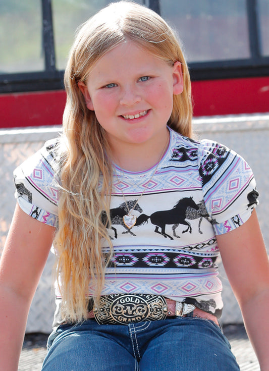 Cinch Girls Aztec Horse Top