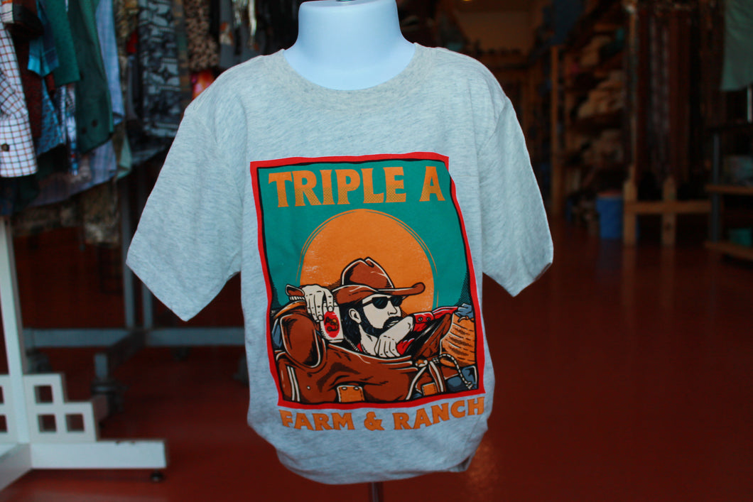 Youth Triple A Ranch-hand Tee (Light Grey)