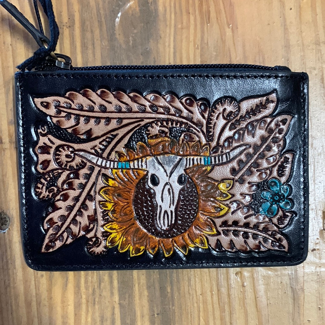 Longhorn Skull Flower Wallet