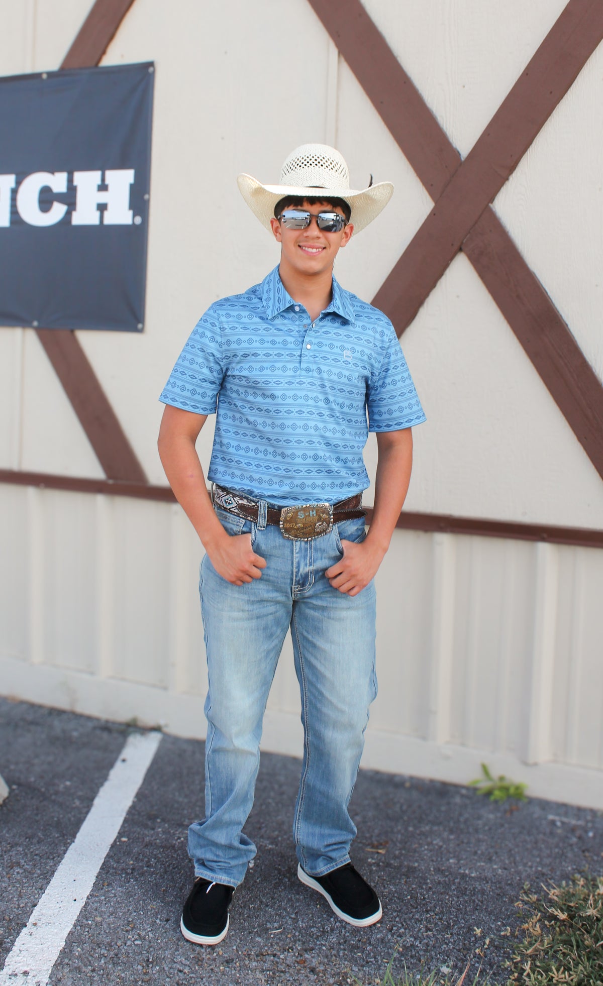 Rock&Roll Men's Blue Aztec SS Polo Snap 🤠