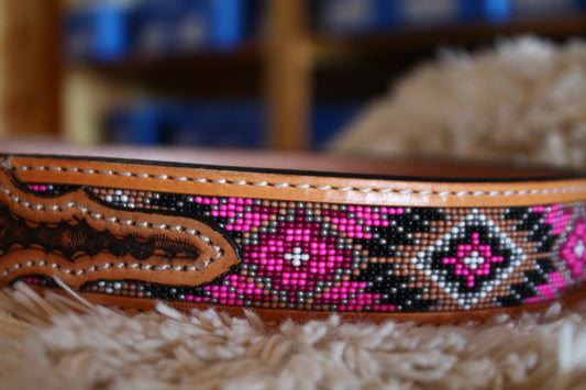 Men’s Challenger Rodeo Pink Tooled Belt