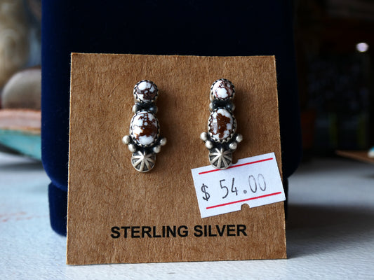 2 Stone White Horse Earrings
