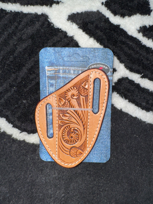 Western Acorn Floral Tooled Leather knife holder flat sheath