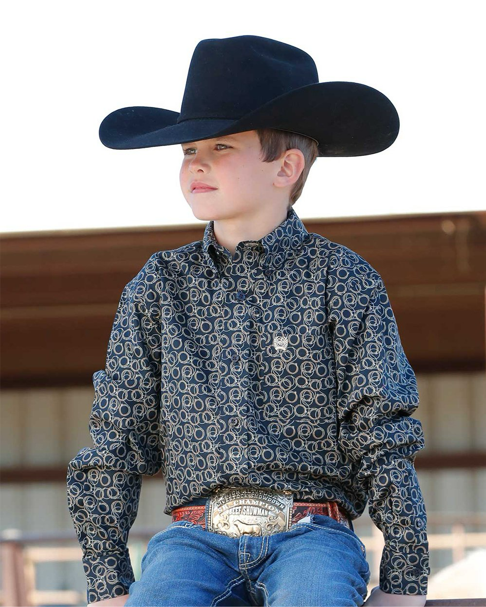 Cinch Youth Boy's Rope Print Button-Up L/s
