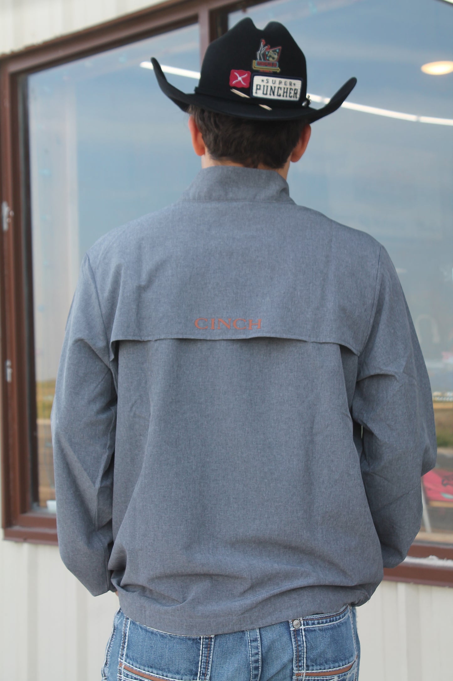 Cinch Men's Gray Half Zip Windbreaker