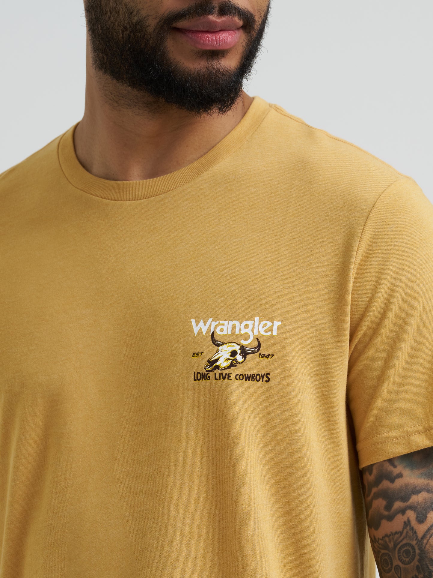 Wrangler Long Live Cowboys Tee-Mustard