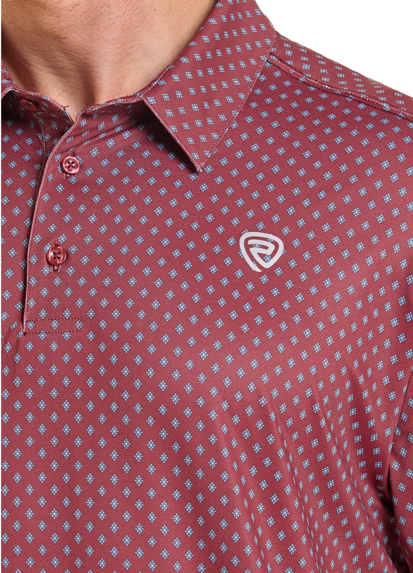 Rock & Roll Denim Men's Micro Maroon Geo Printed Polo Shirt