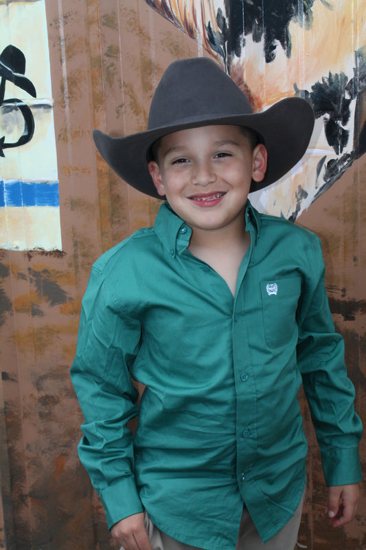 Cinch Boy’s Solid Sage Green Long-sleeve