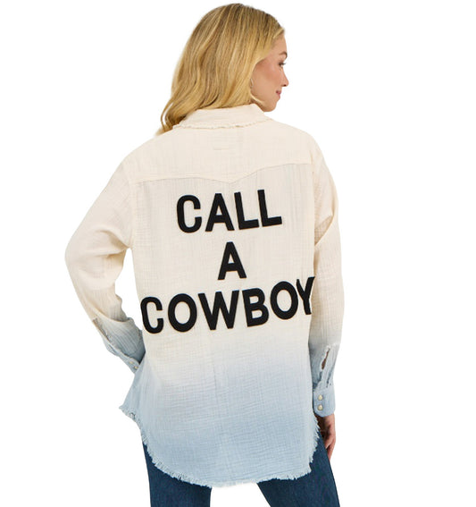 Wrangler X Lainey Dip Dyed “Call a Cowboy” Boho Pearl-snap