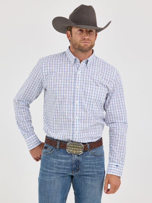 Men’s Wrangler COJO Red and Blue Plaid Long Sleeve