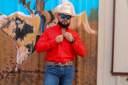 Ariat Men's Walen LS Button-up Shirt Red