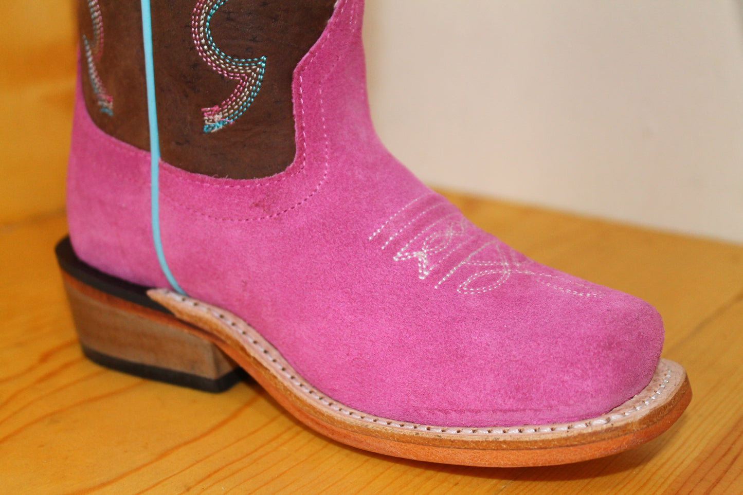 Old West Youth Pink Suede Boots