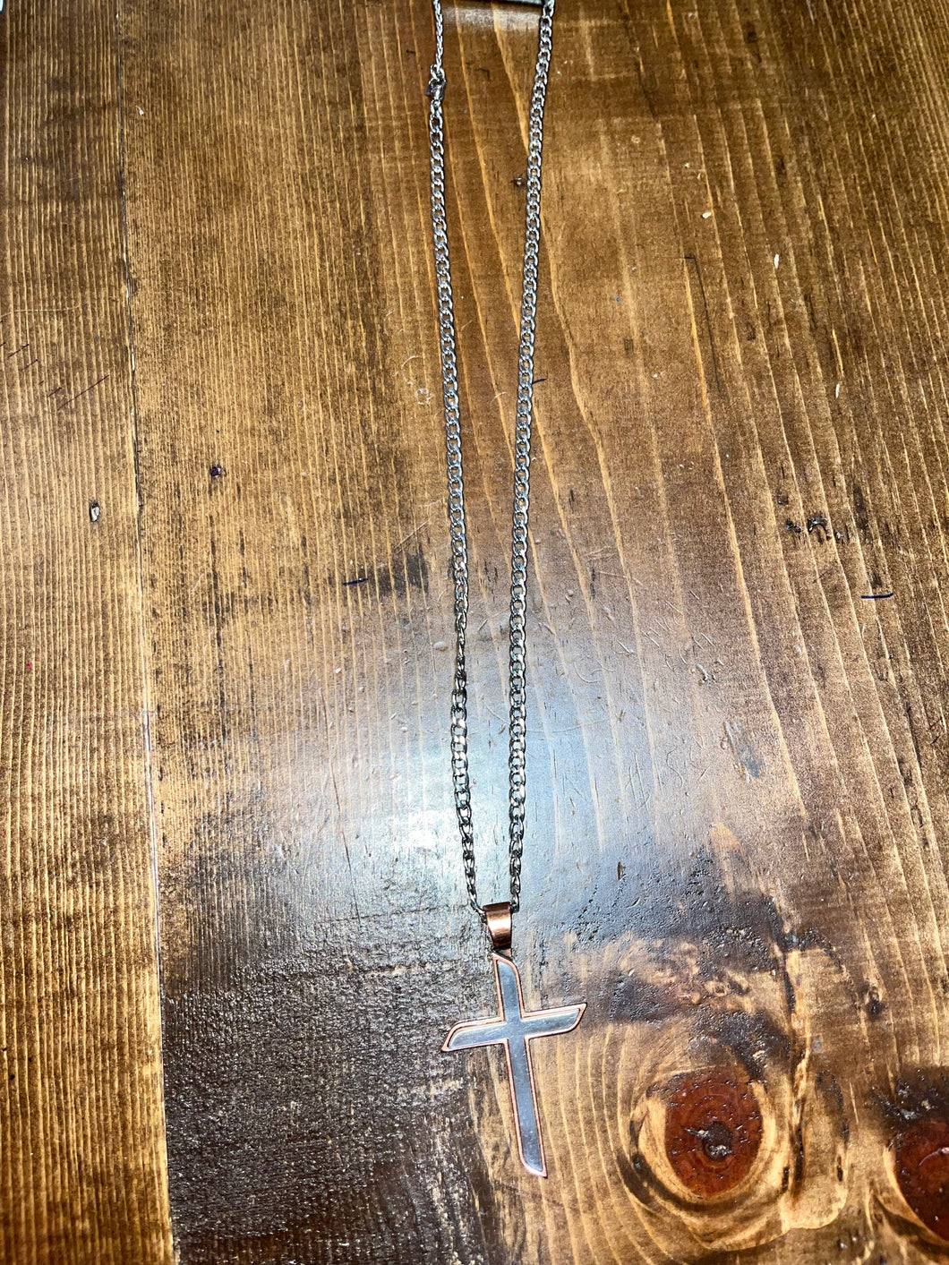 Twister Silver/Bronze Cross Necklace