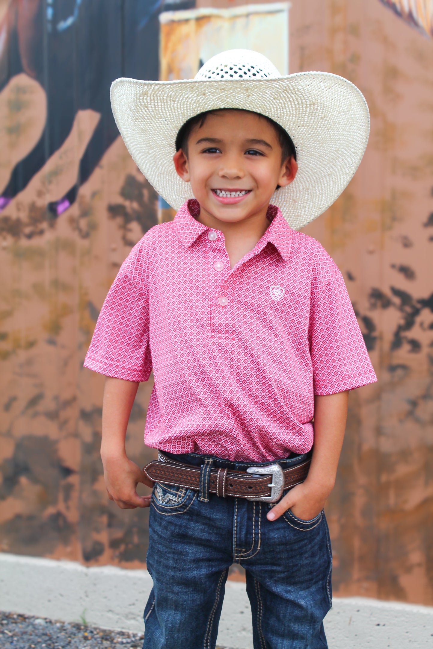 Ariat Boy's All Over Print Polo- Scooter
