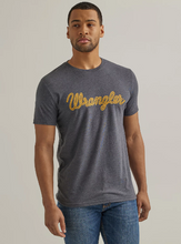 Load image into Gallery viewer, Wrangler Men&#39;s Dark Grey &amp; Goldenrod Rope Logo Short Sleeve T-Shirt
