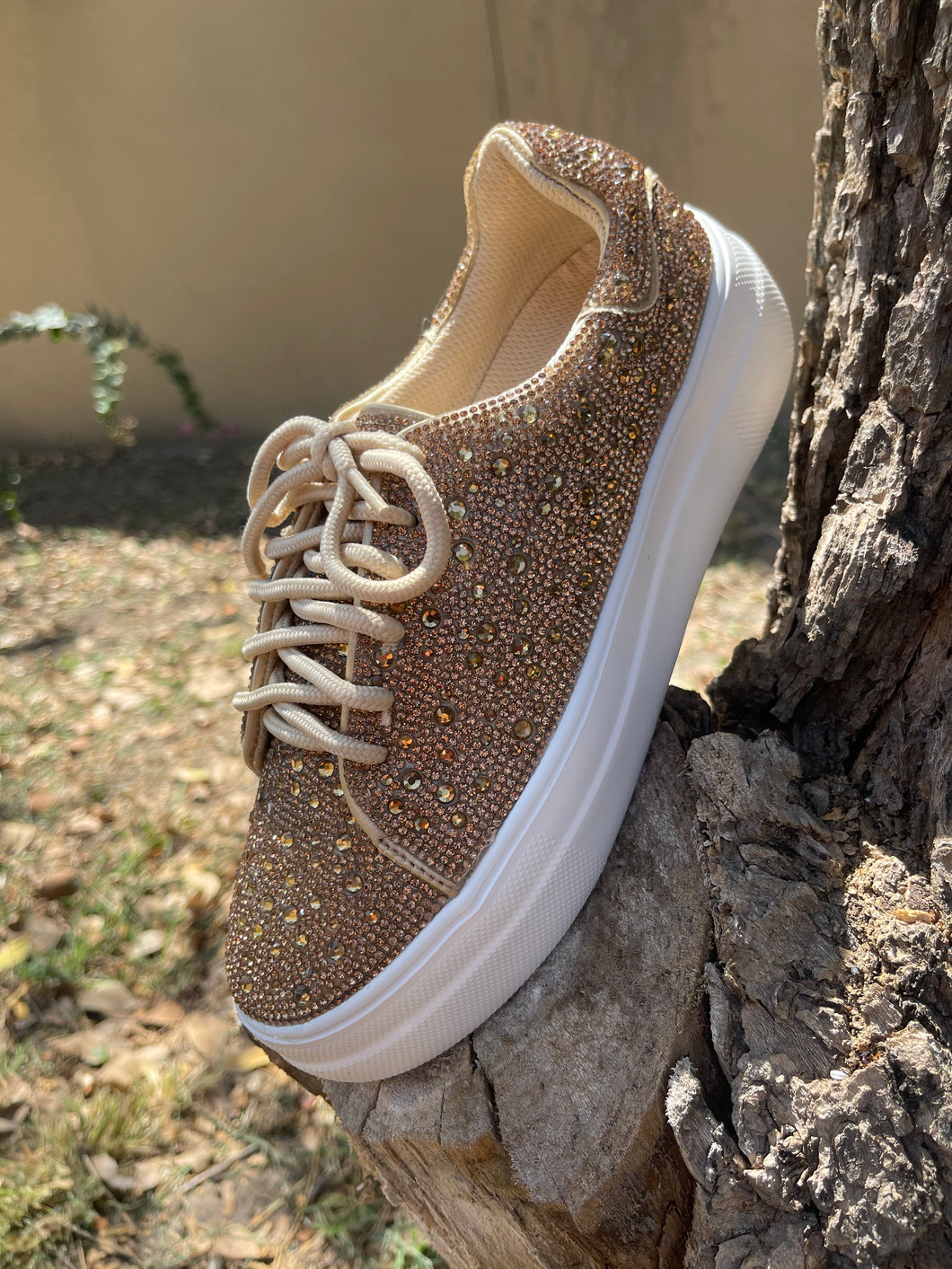Gold Bedazzled Tennis Shoes