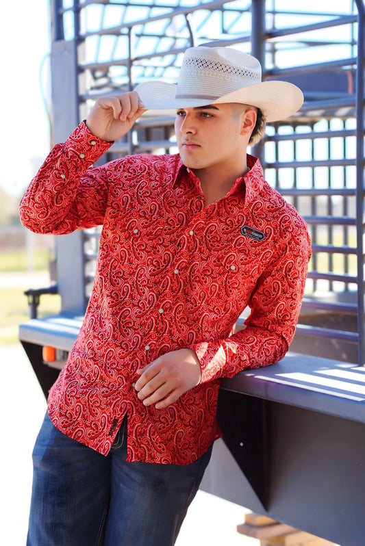 Rock & Roll Red Paisley LS