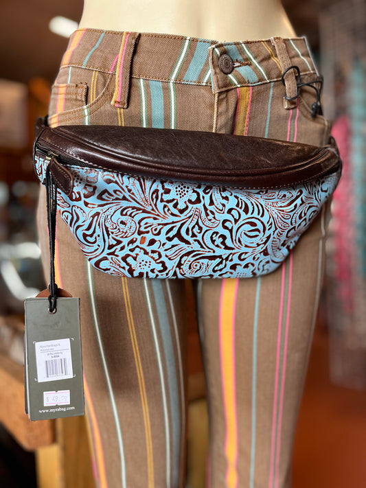 Blue Tooled Fanny Pack