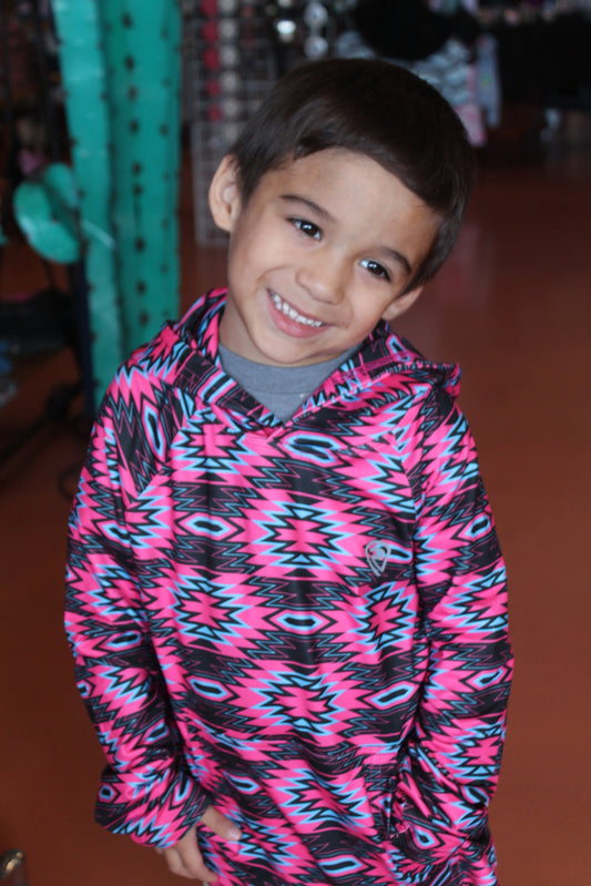 R&R Youth Boy's Pink Aztec Hoodie
