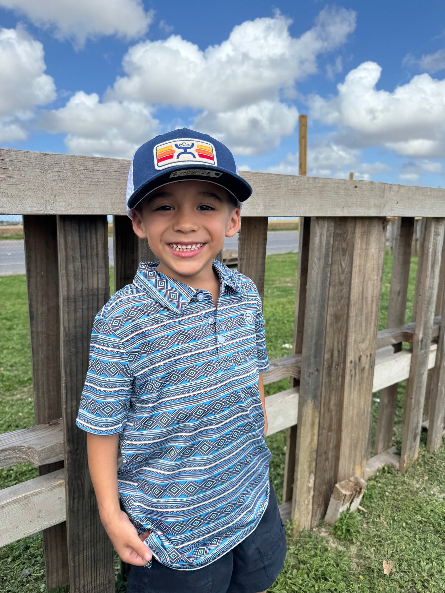 Kids Blue Aztec Polo