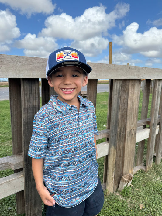 Kids Blue Aztec Polo