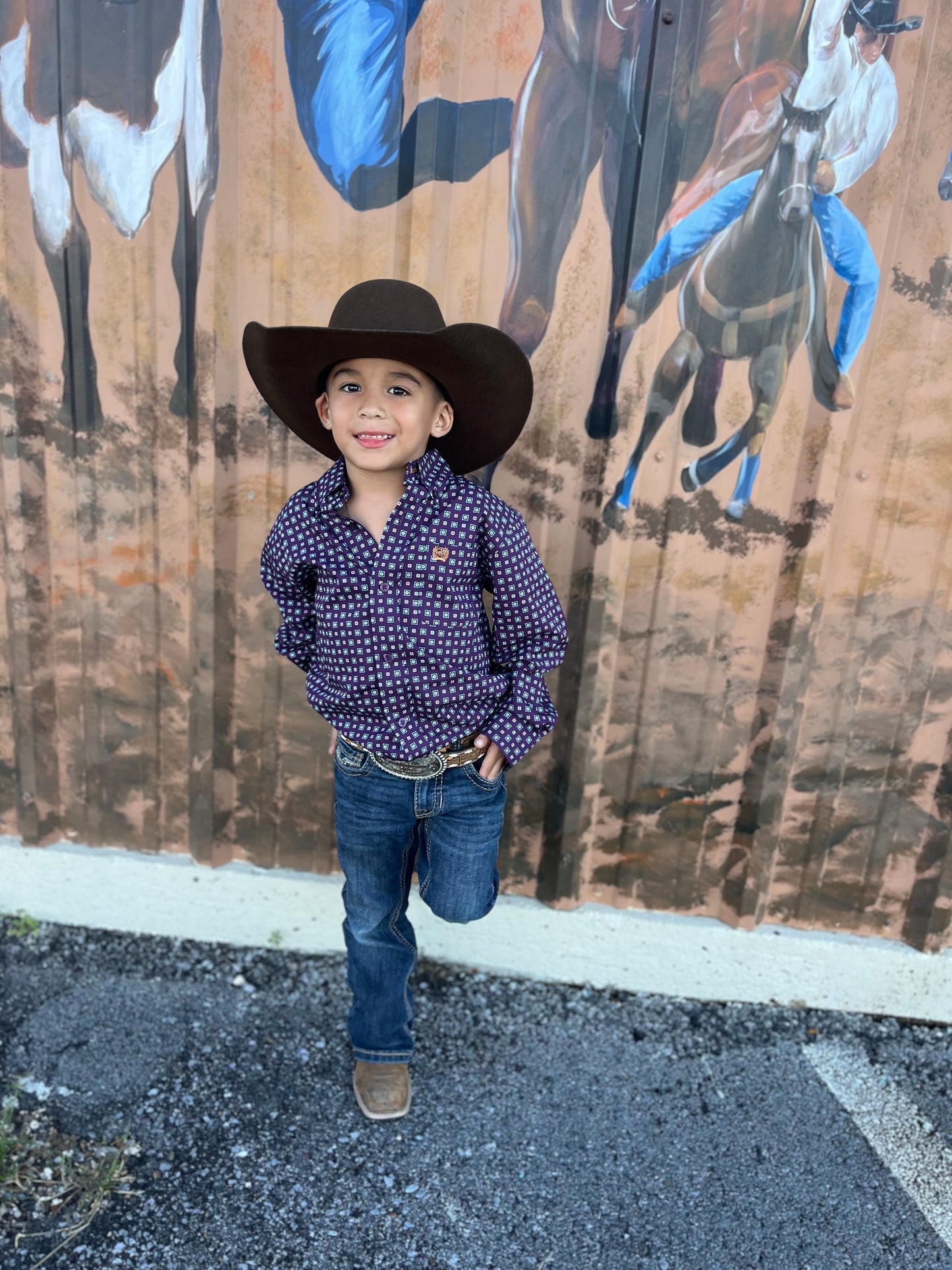 CINCH TODDLER PURPLE GEOMETRIC PRINT - KIDS BOYS SHIRT - MTW7061390