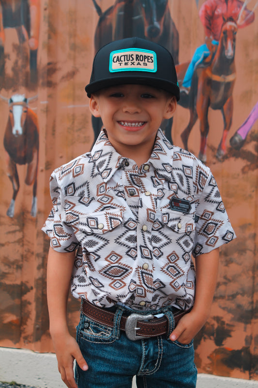 R&R Boys Natural Aztec Snap SS