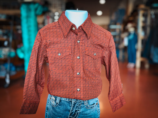 Wrangler Youth Boys Rust Pearl snap
