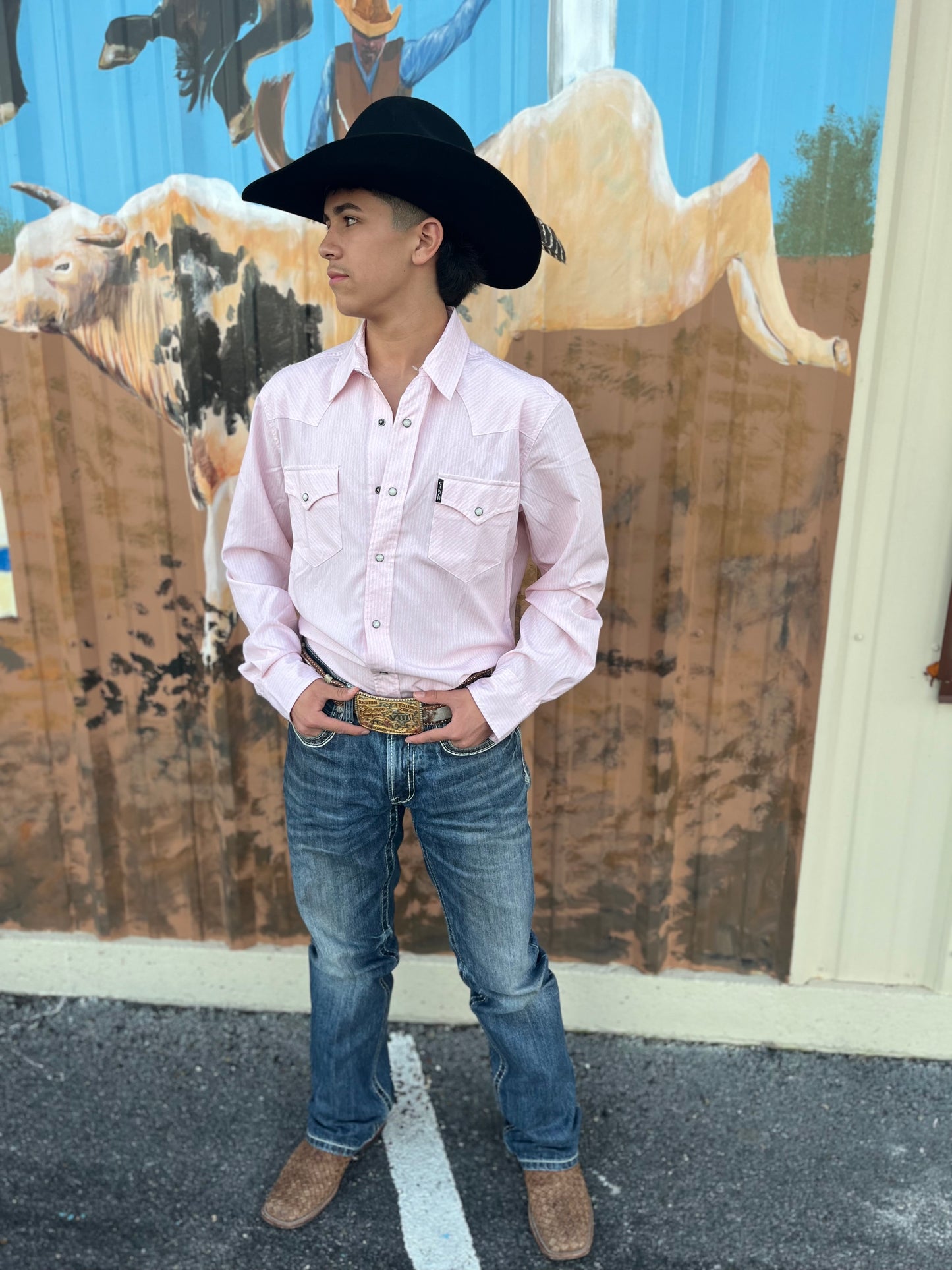 Cinch Men’s Pink ArenaFlex Modern Fit long sleeve 👕