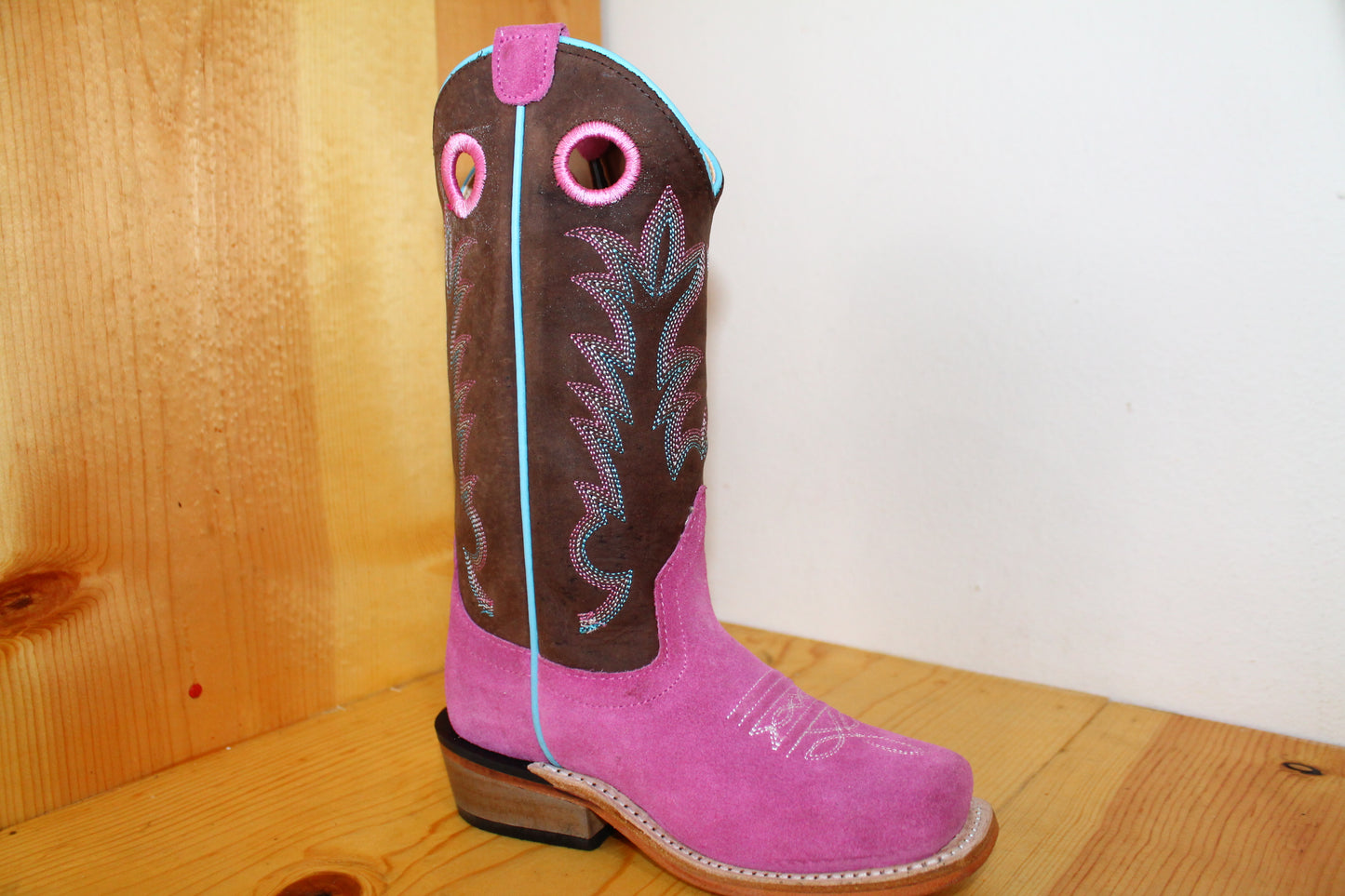 Old West Youth Pink Suede Boots