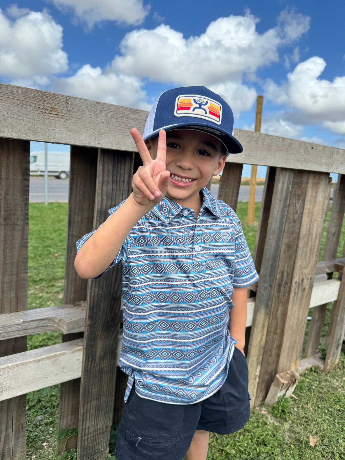 Kids Blue Aztec Polo