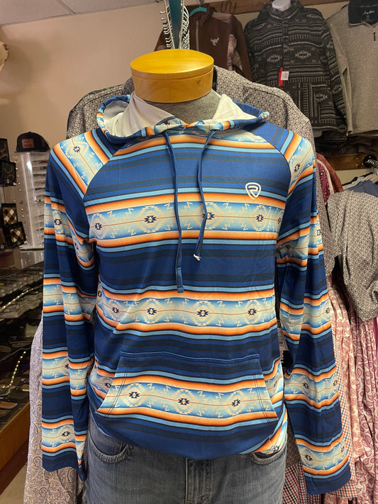 Rock & Roll Blue Aztec Performance Hoodie