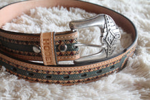 Load image into Gallery viewer, Hooey Turquoise &amp; Red Leather Belt
