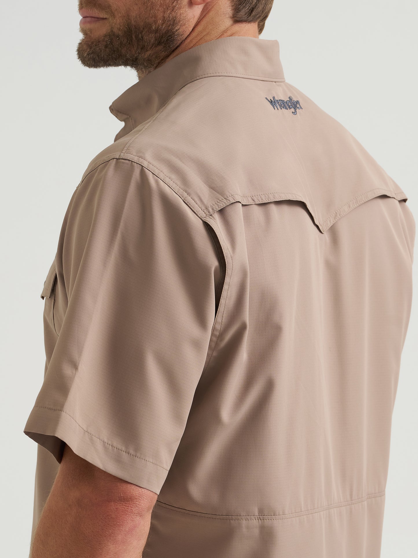 Wrangler Men’s Tan SS Performance  Pearl-snap