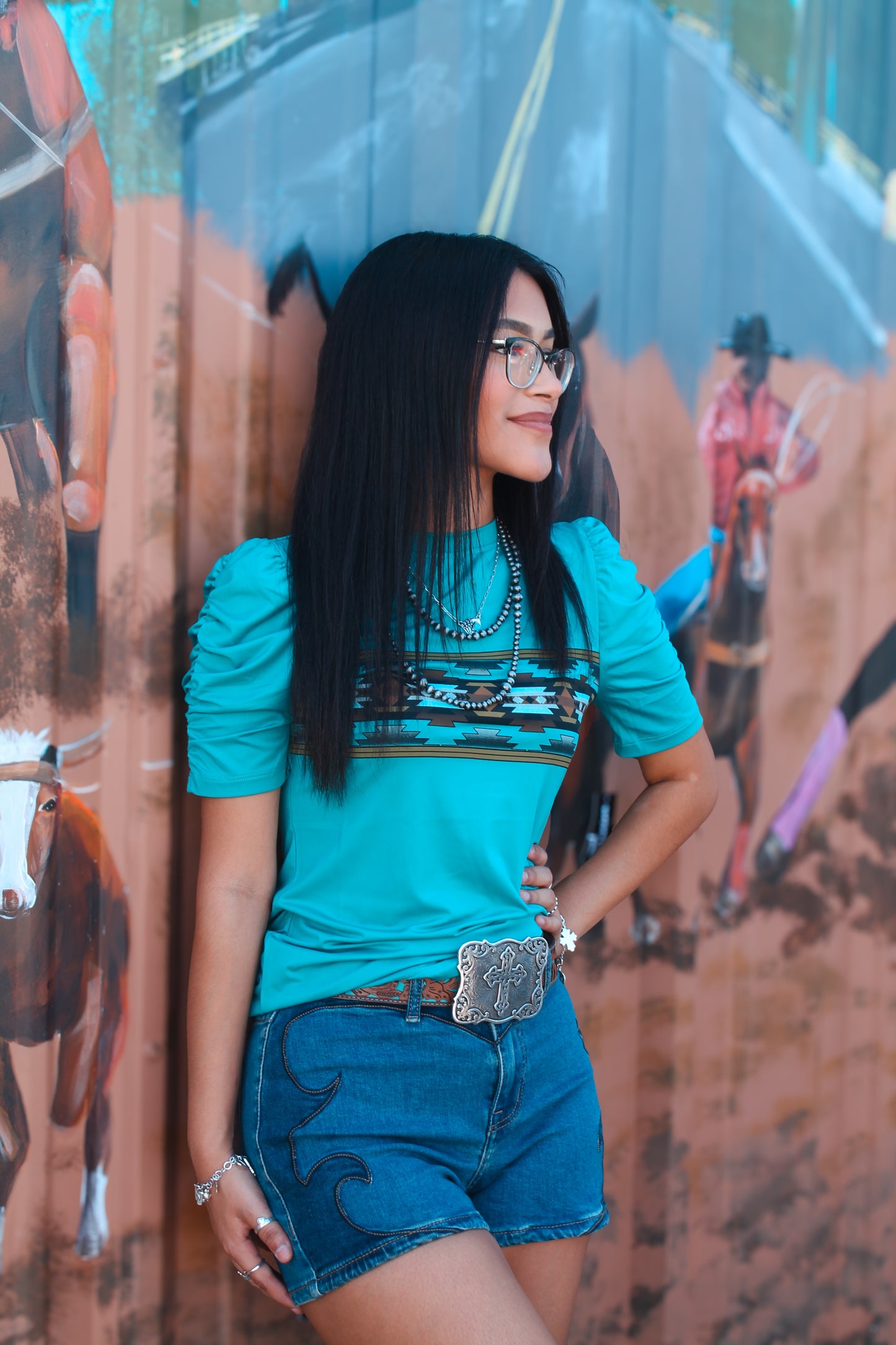 WOMENS S/S SUBLIMATION PRINT TEE/TEAL