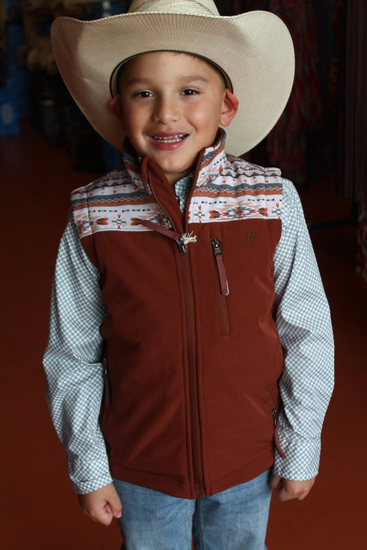 Hooey Youth Aztec Rust Vest