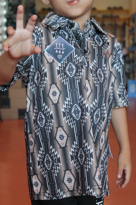 R&R Brown/Blk Aztec Polo- YOUTH