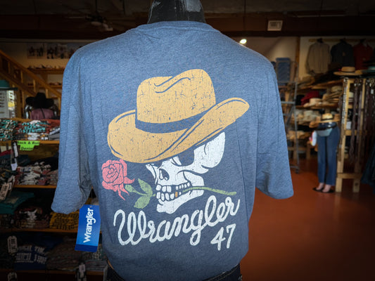 Wrangler Men's Faded Blue Logo Tee