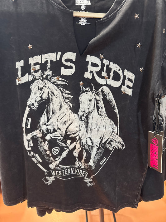 Let’s Ride western vibe v-neck tee